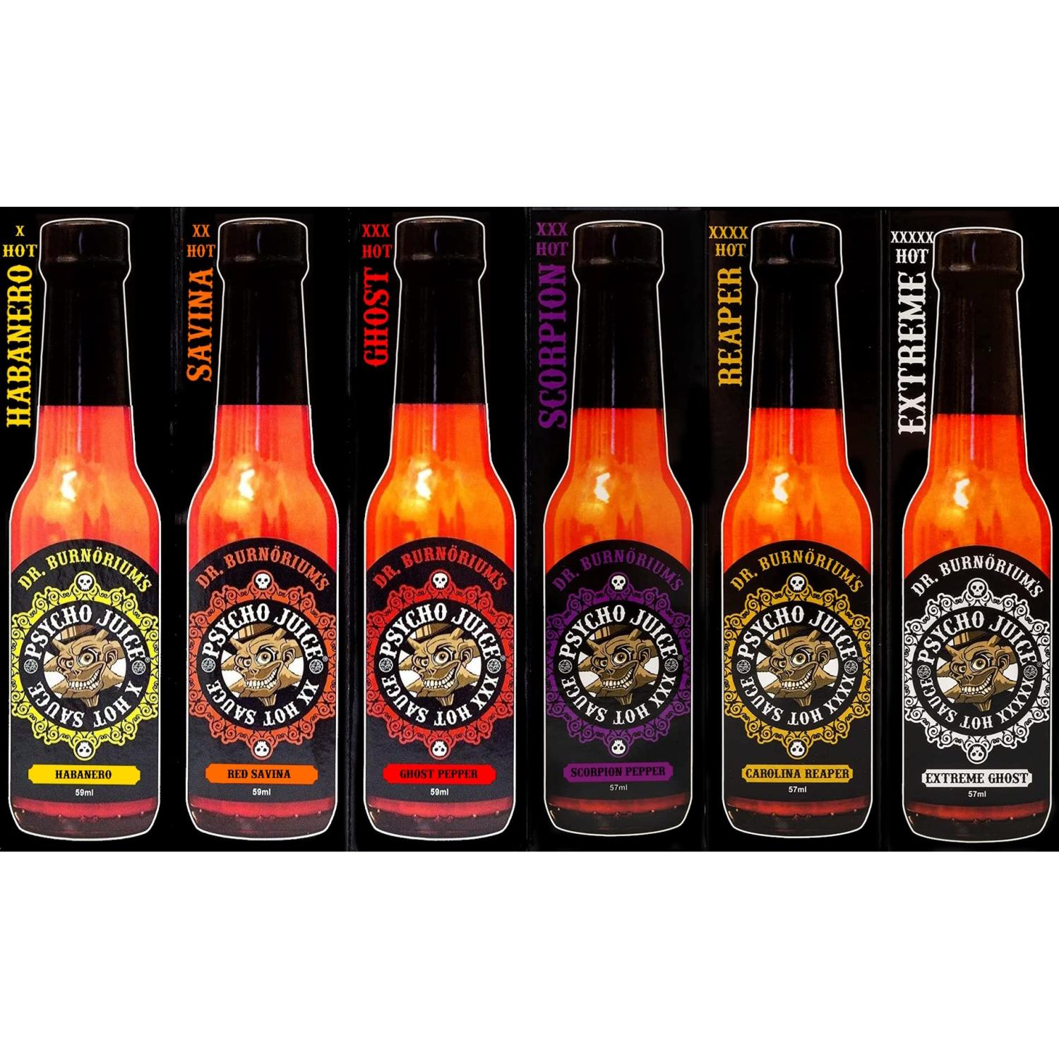 Psycho Juice Mini Six Pack Hot Chilli Pepper Sauce X Ml Bottles Buy Now With Express