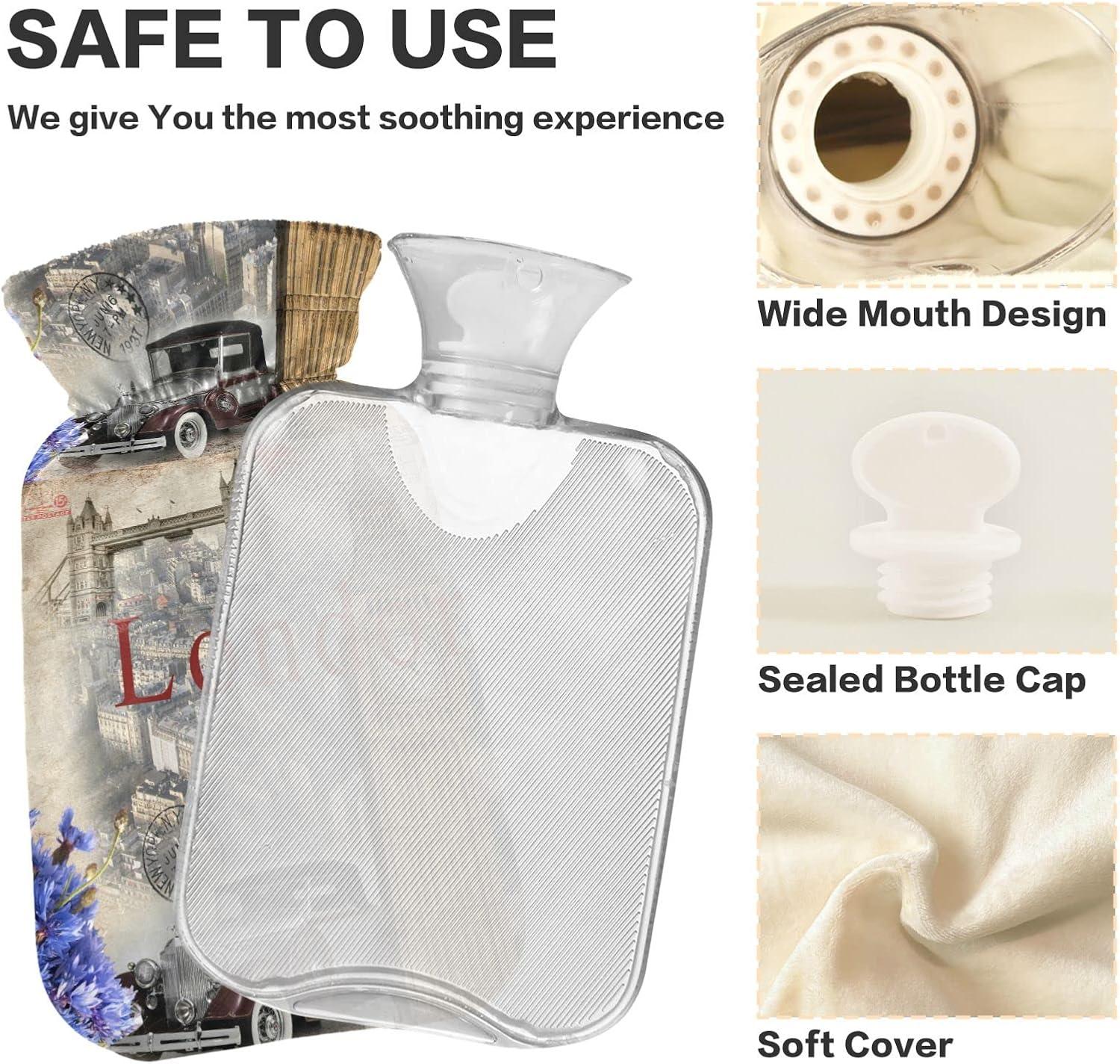 Naanle Tower Bridge Big Ben 1L Heat Bottle Transparent Hot Water Bottle For Bed Handfoot