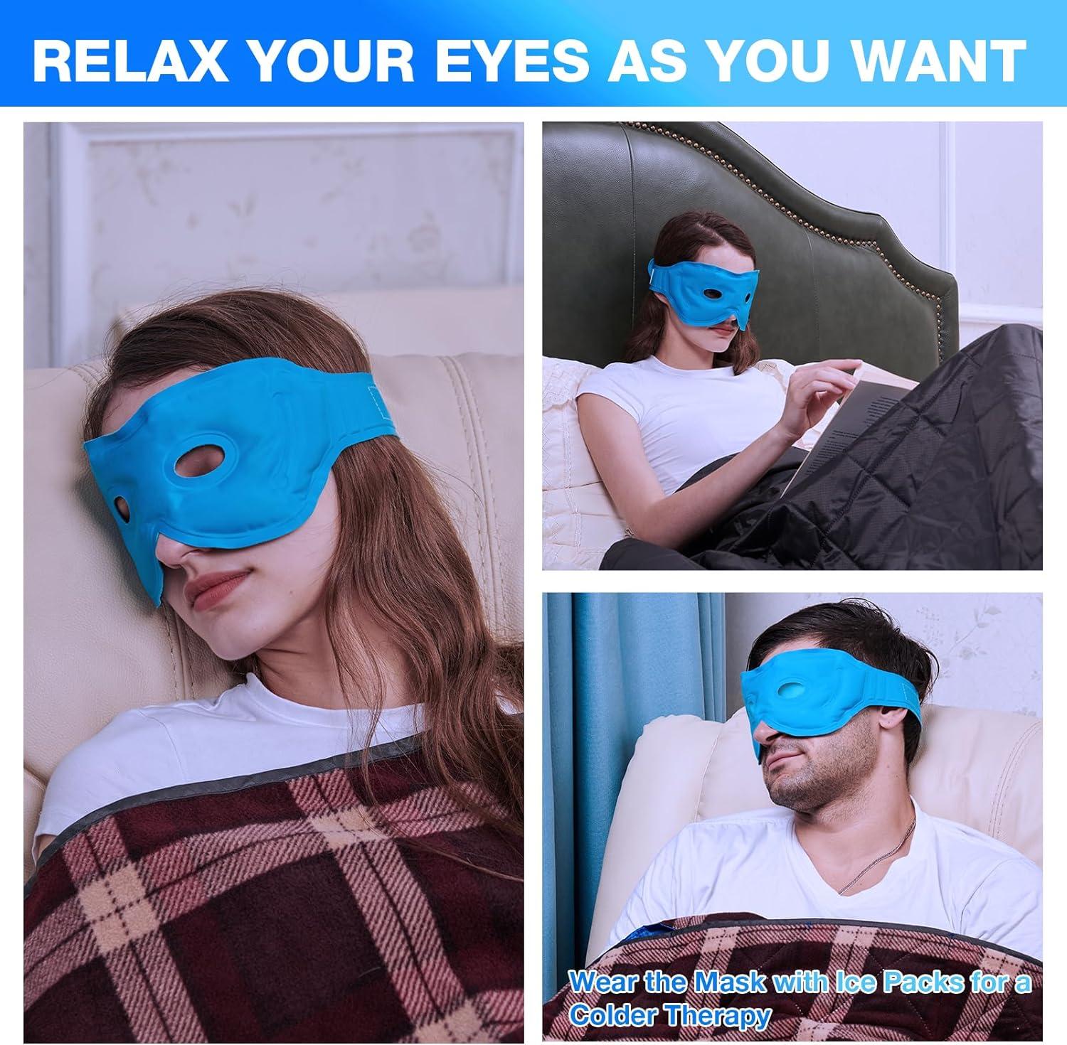 Dukuseek Reusable Gel Cooling Eye Mask For Puffy Eyes Hot Cold Therapy For Migraine Headache