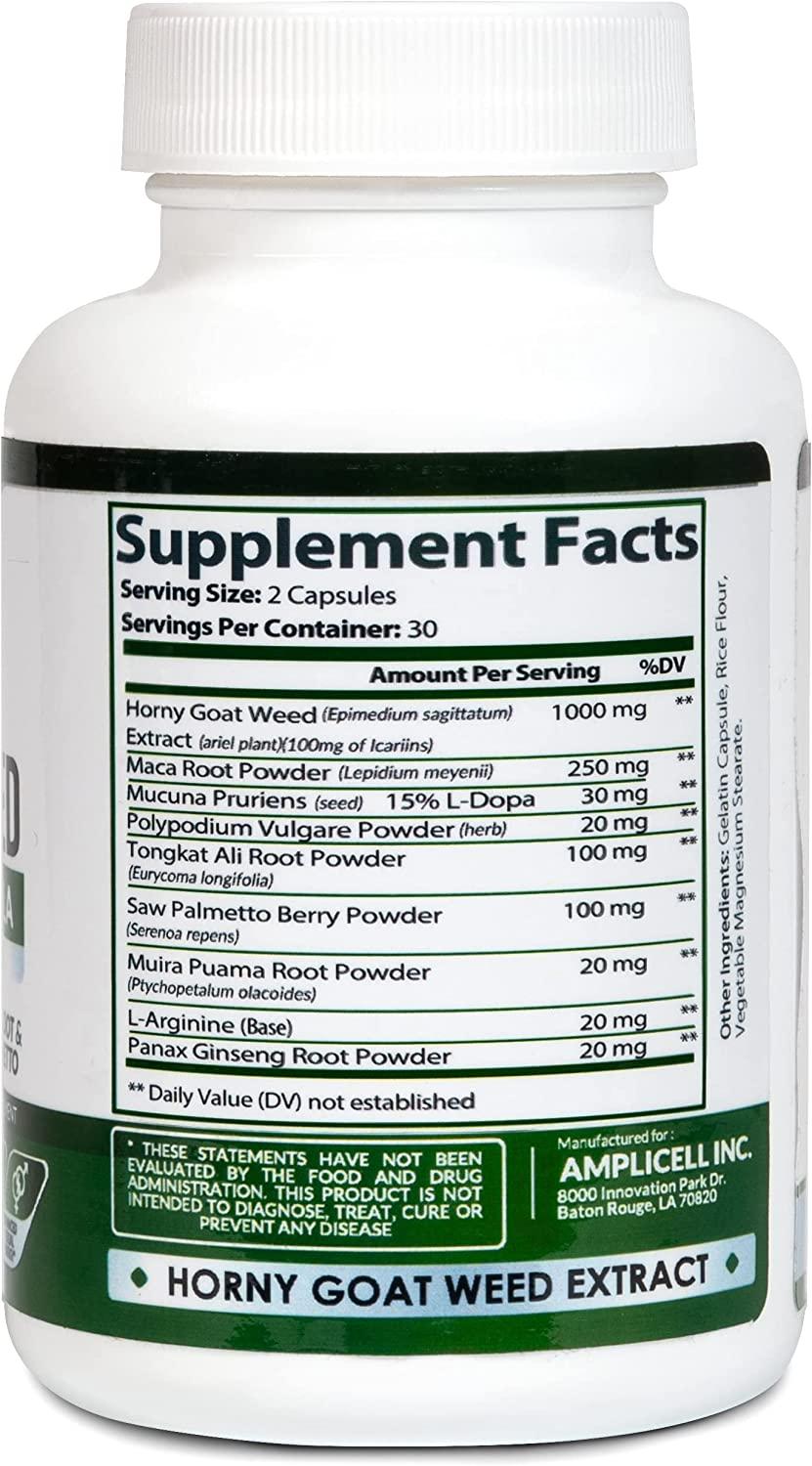 Horny Goat Weed Capsules Natural Male Female Enhancer With L Arginine Tongkat Ali Panax