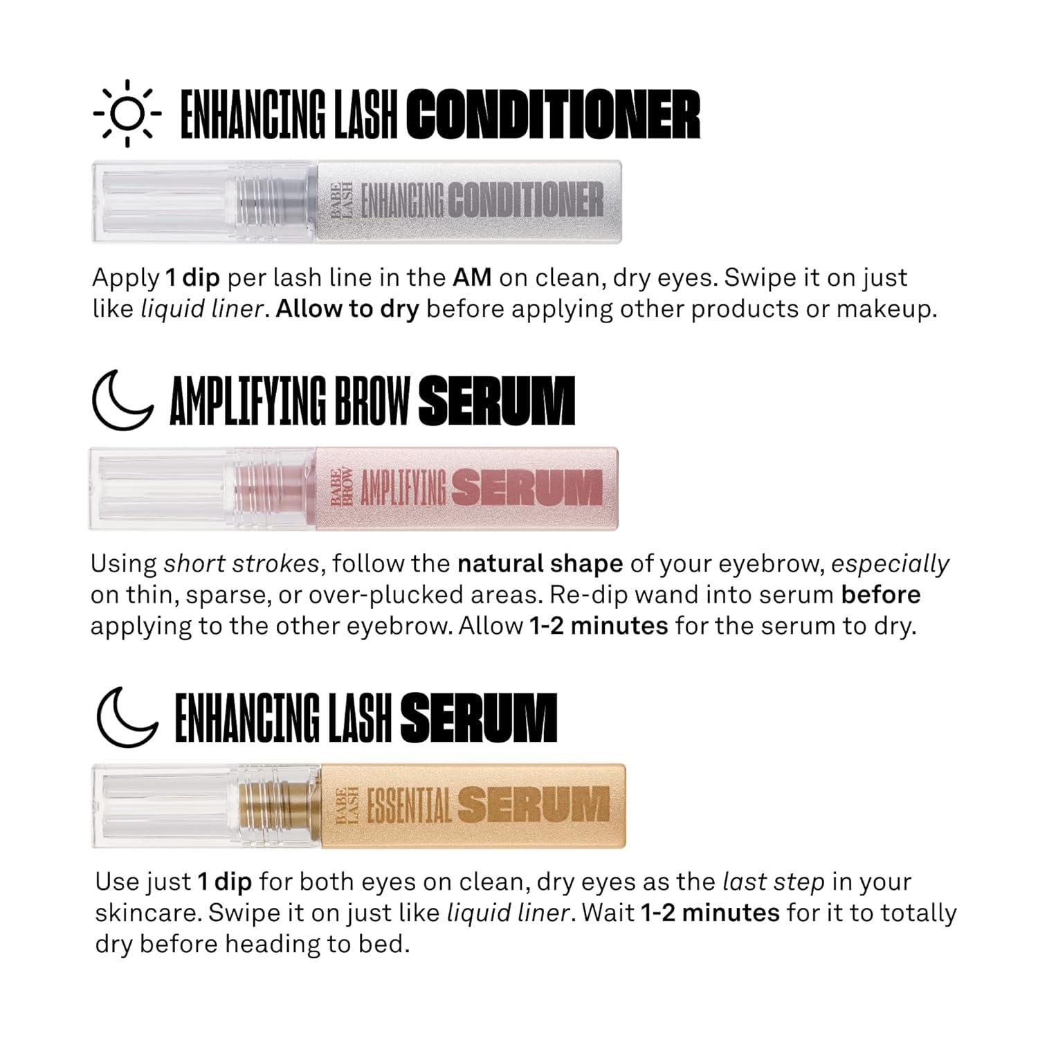 Babe Original Triple Threat Mini Set Includes Babe Lash Essential Serum Enhancing Conditioner