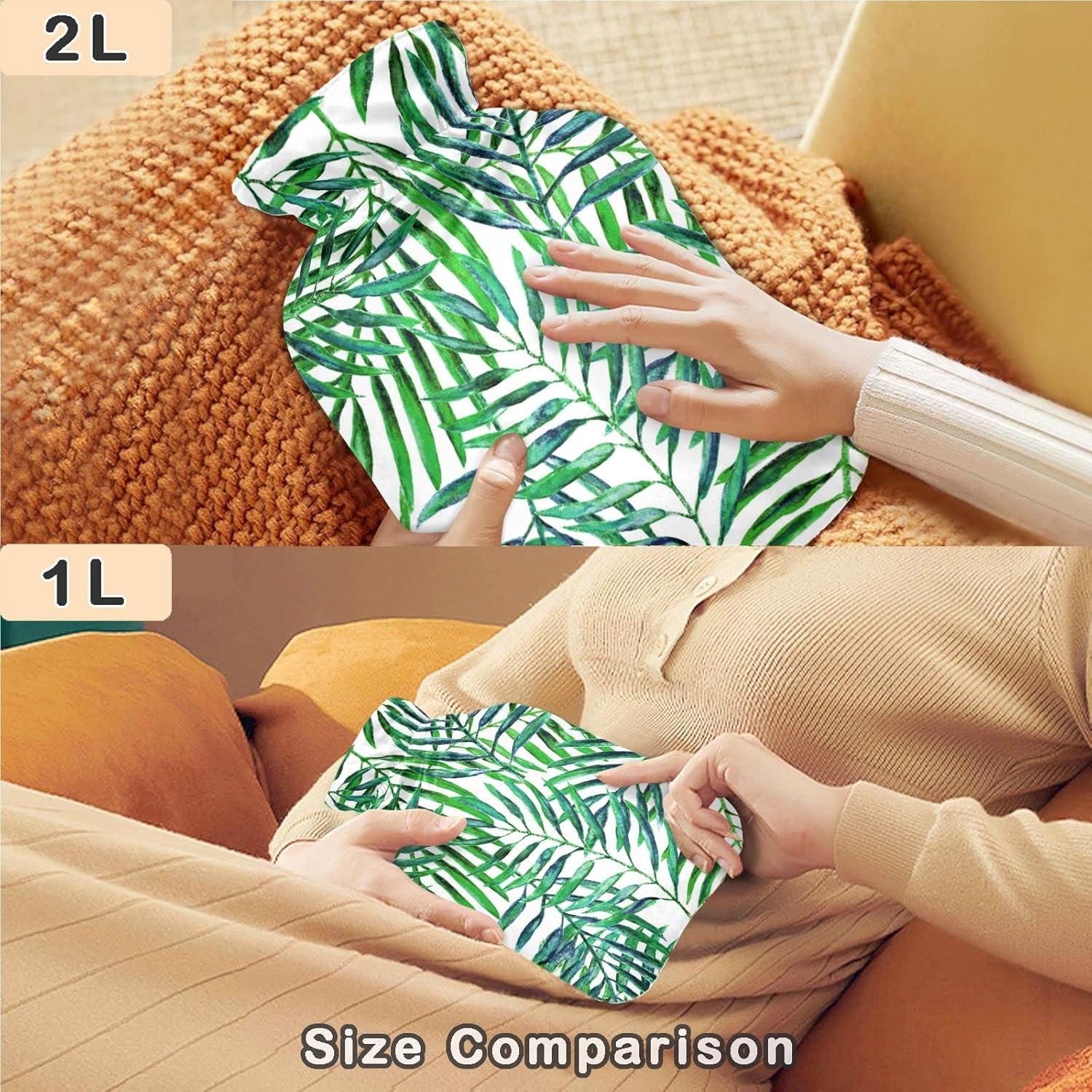Naanle Hot Water Bottle With Palm Leaf Cover L Large Heat Cold Therapy For Pain Relief
