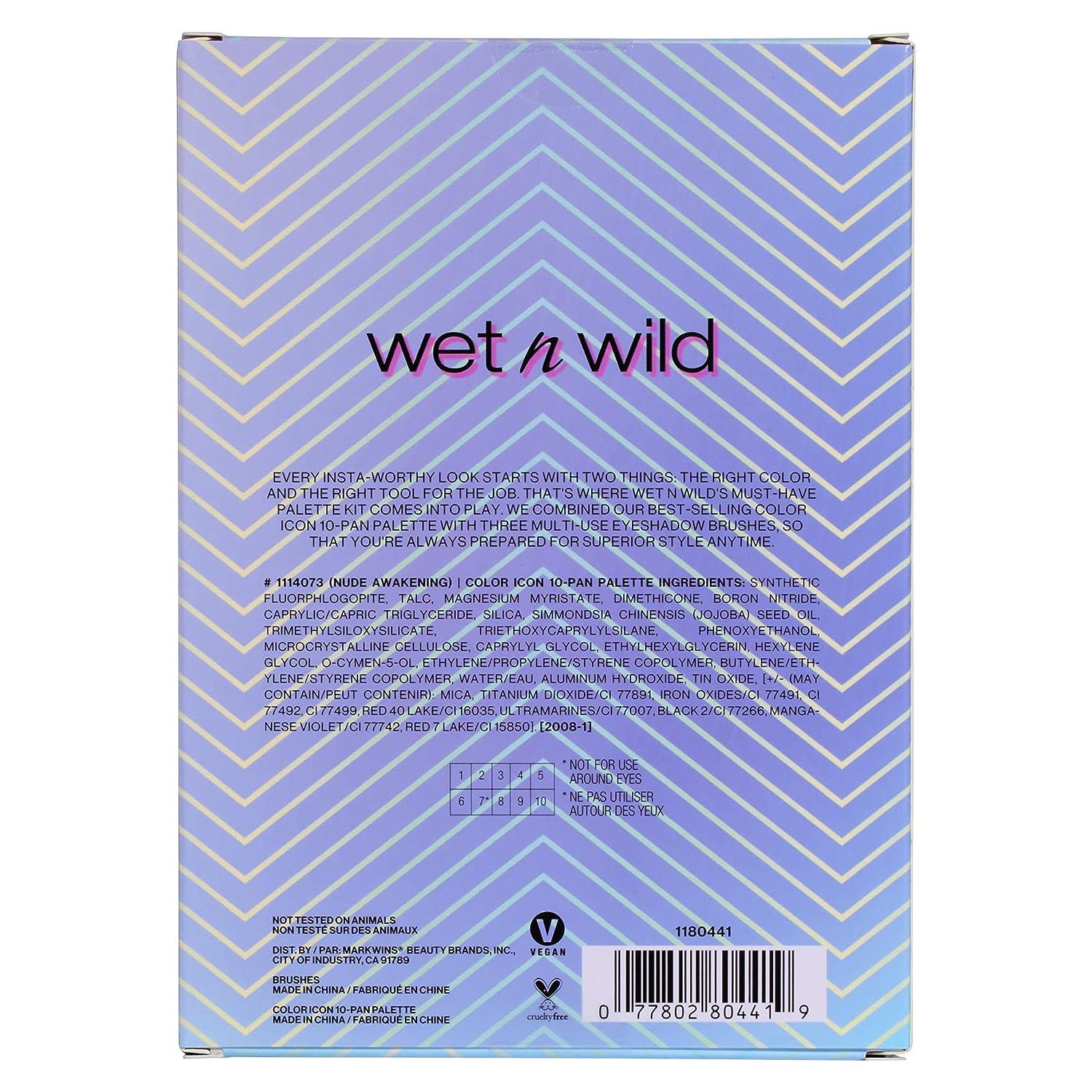 Wet N Wild Nude Awakening Eyeshadow Palette Kit With Brushes Color