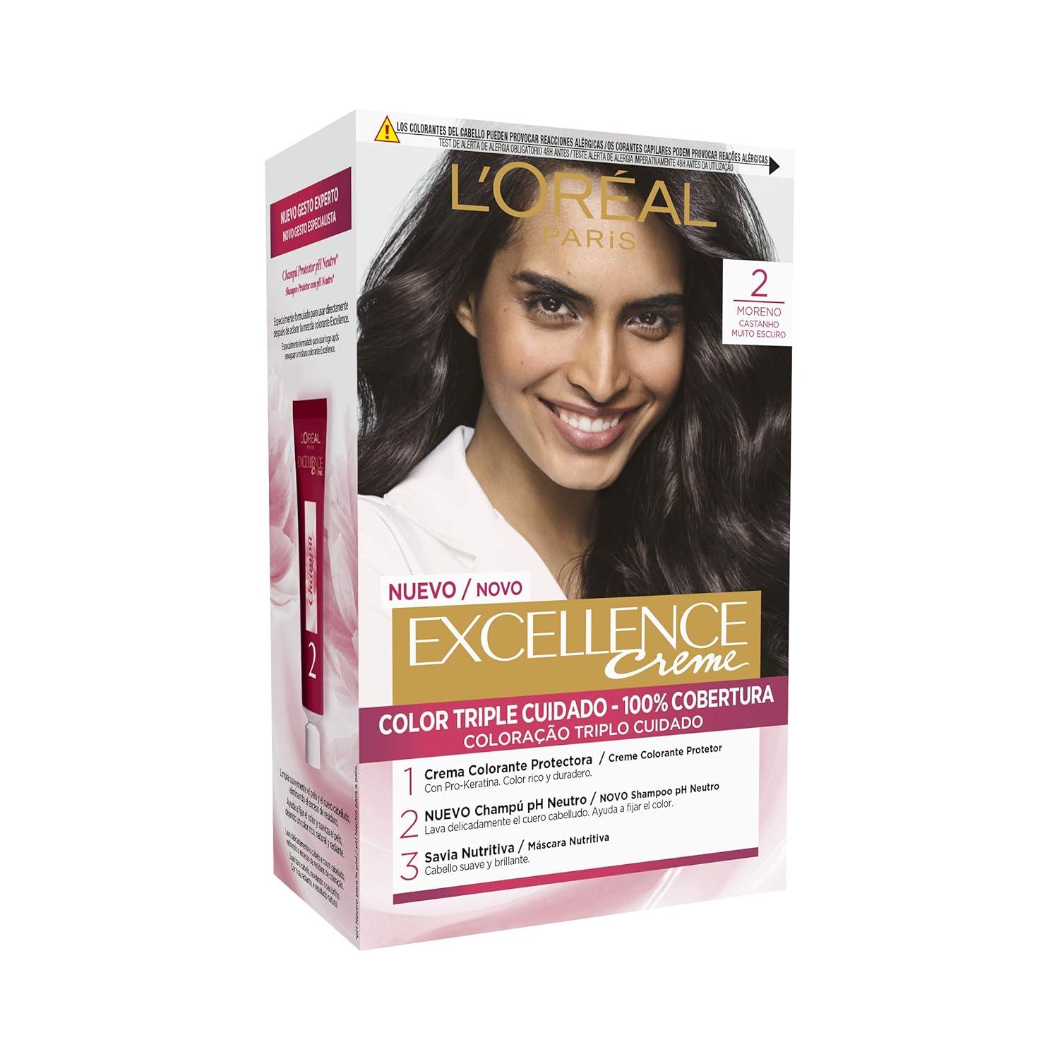 L Or Al Paris Excellence Cr Me Permanent Hair Dye Tone 6 Dark Blonde Black Ebony