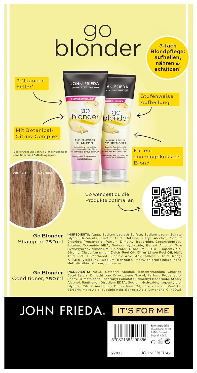 John Frieda Go Blonder Set Shampoo Conditioner For Blonde Hair 250ml Each Gradually