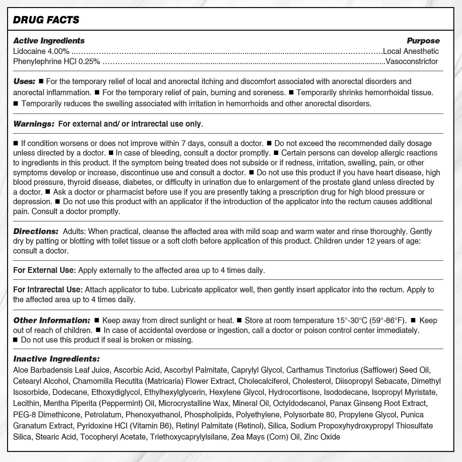 Ebanel Hemorrhoid Treatment Ointment Oz Anal Fissure Anesthetic Cream With Lidocaine