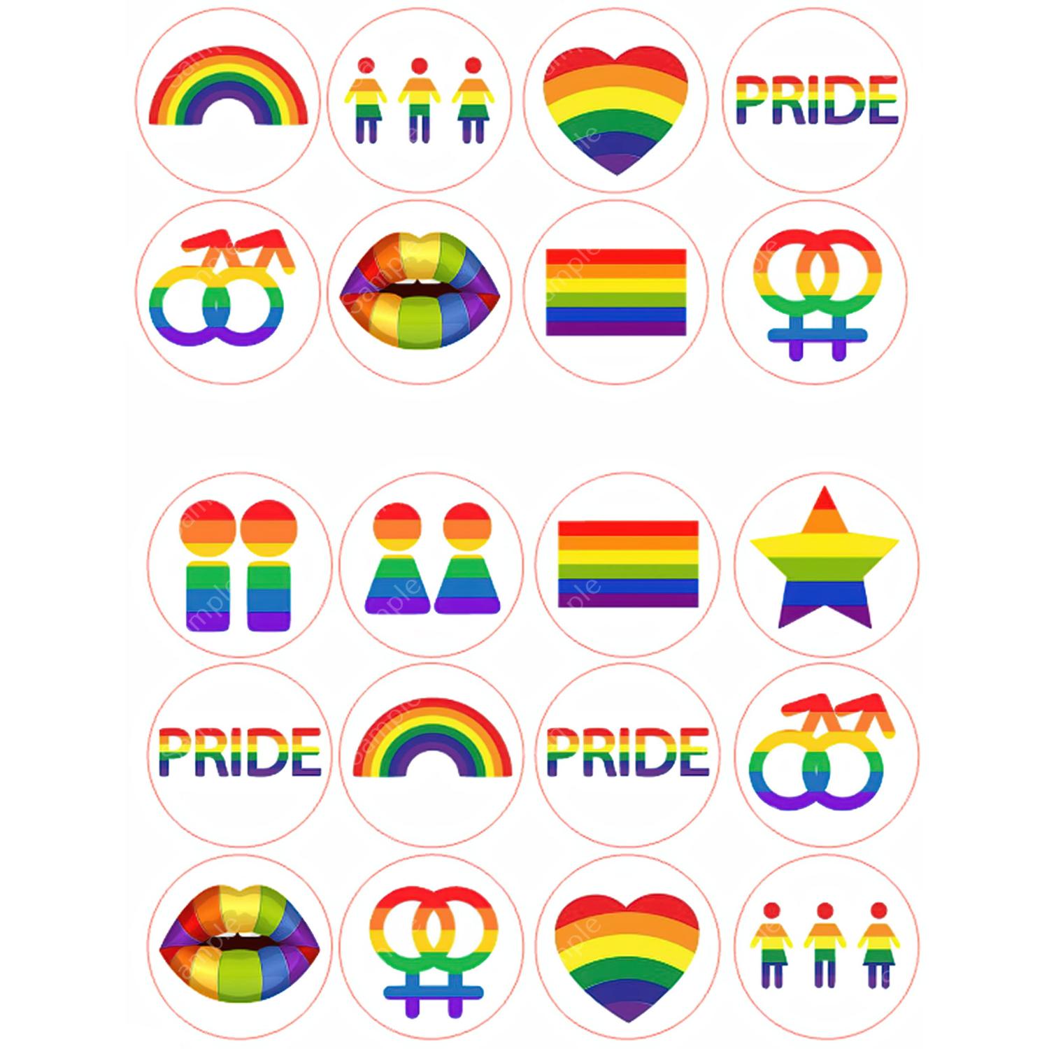 X Pre Cut LGBT Gay Pride Round Edible Wafer Cupcake Toppers Cake Decoration Buy Now With