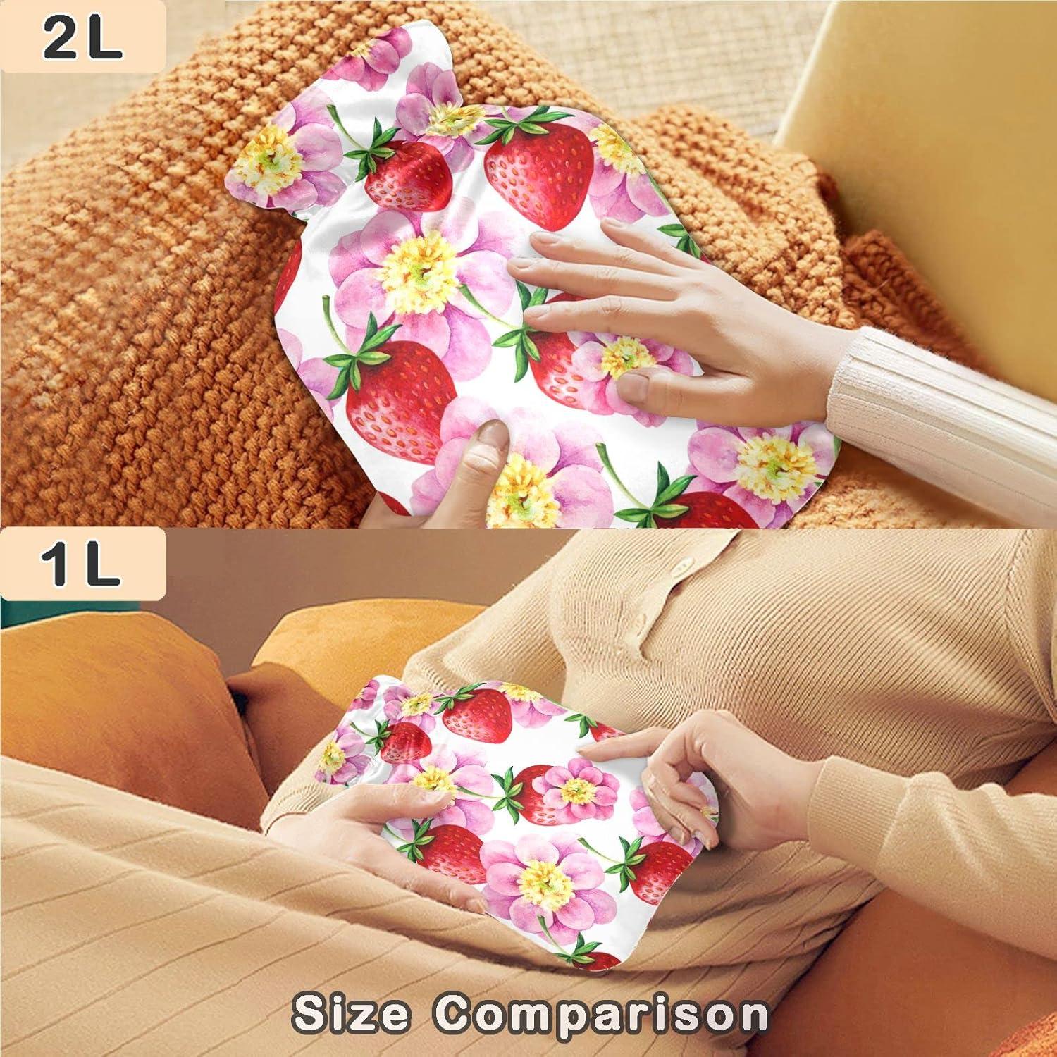 NAANLE Cherry Blossom Heat Bottle L Transparent Hot Water Bottle For Pain Relief Warmth