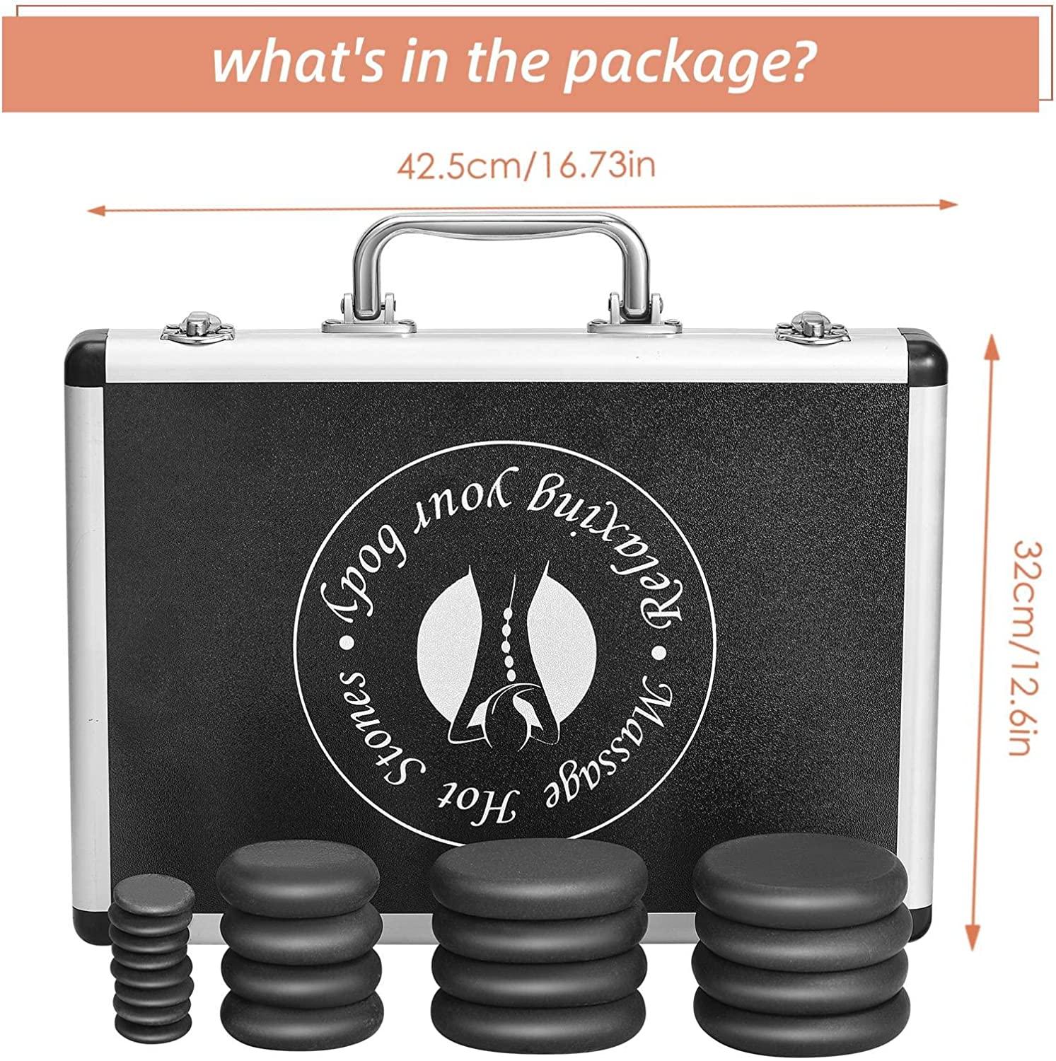 Piece Hot Rocks Massage Kit With Portable Warmer Basalt Stones For