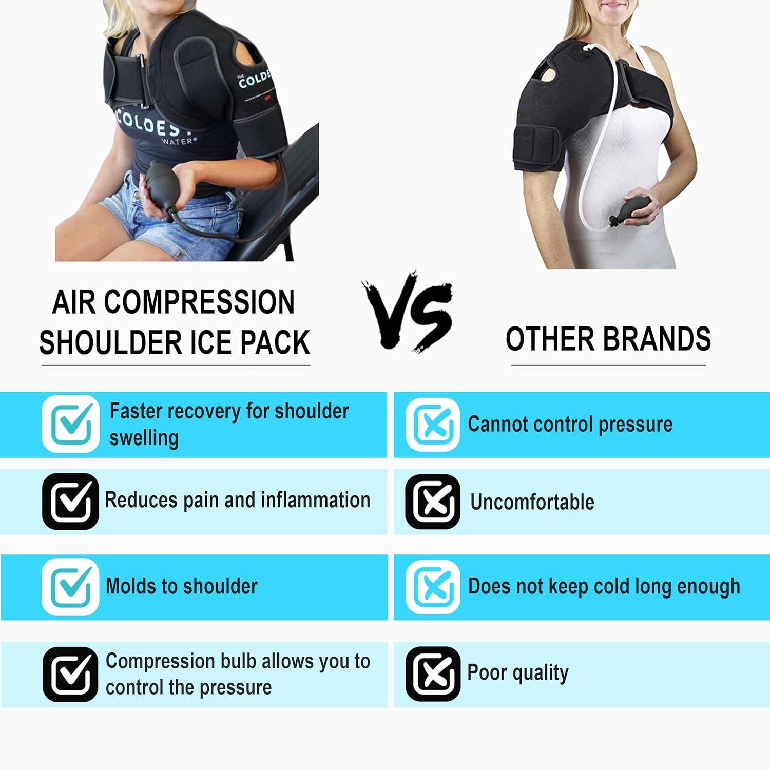 Shoulder Ice Pack With Air Compression Hot Cold Reusable Brace Wrap For Tendinitis Strains