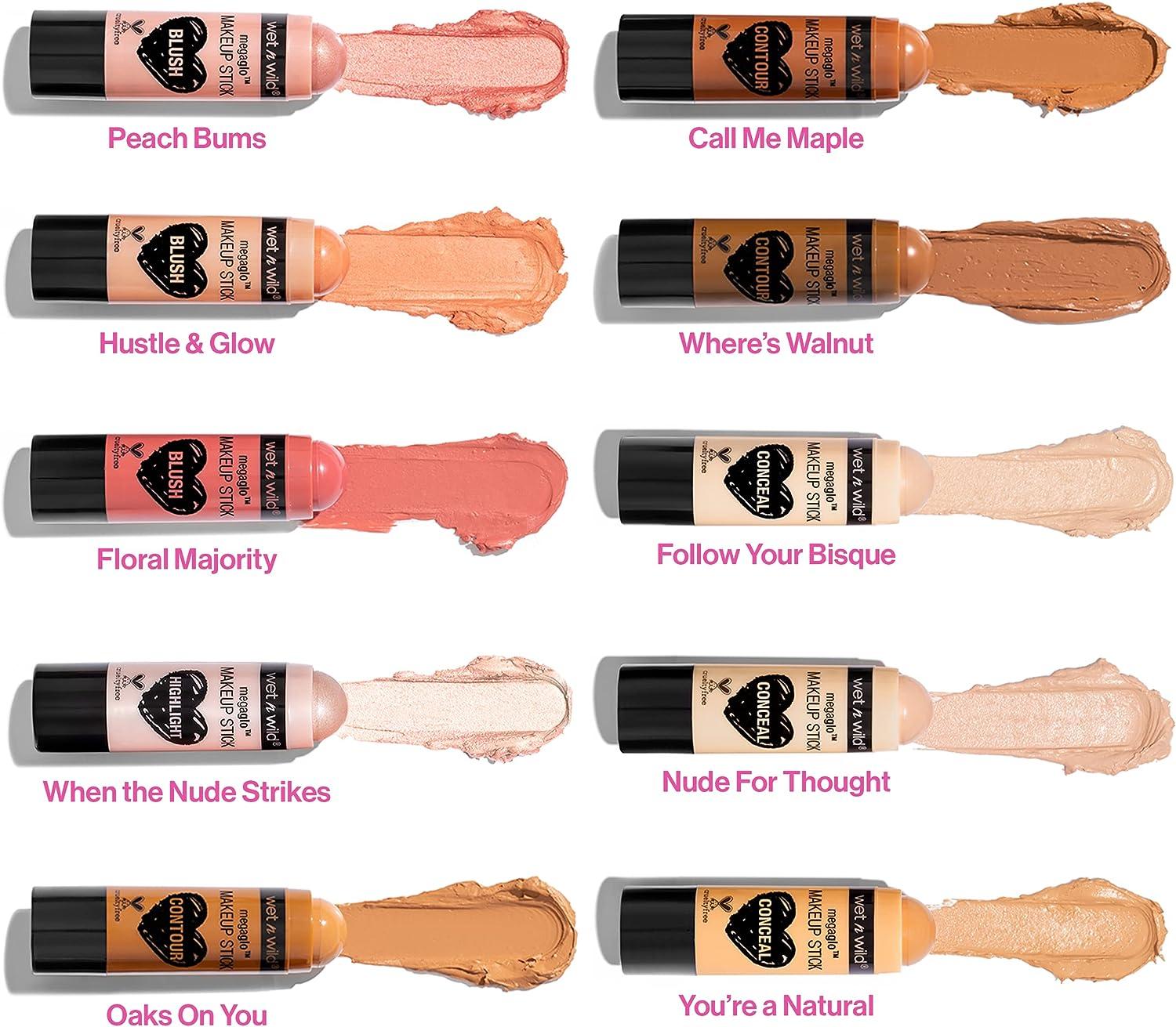 Wet N Wild Megaglo Conceal And Contour Stick Trio Neutral Bisque Nude For Thought Blush Pink