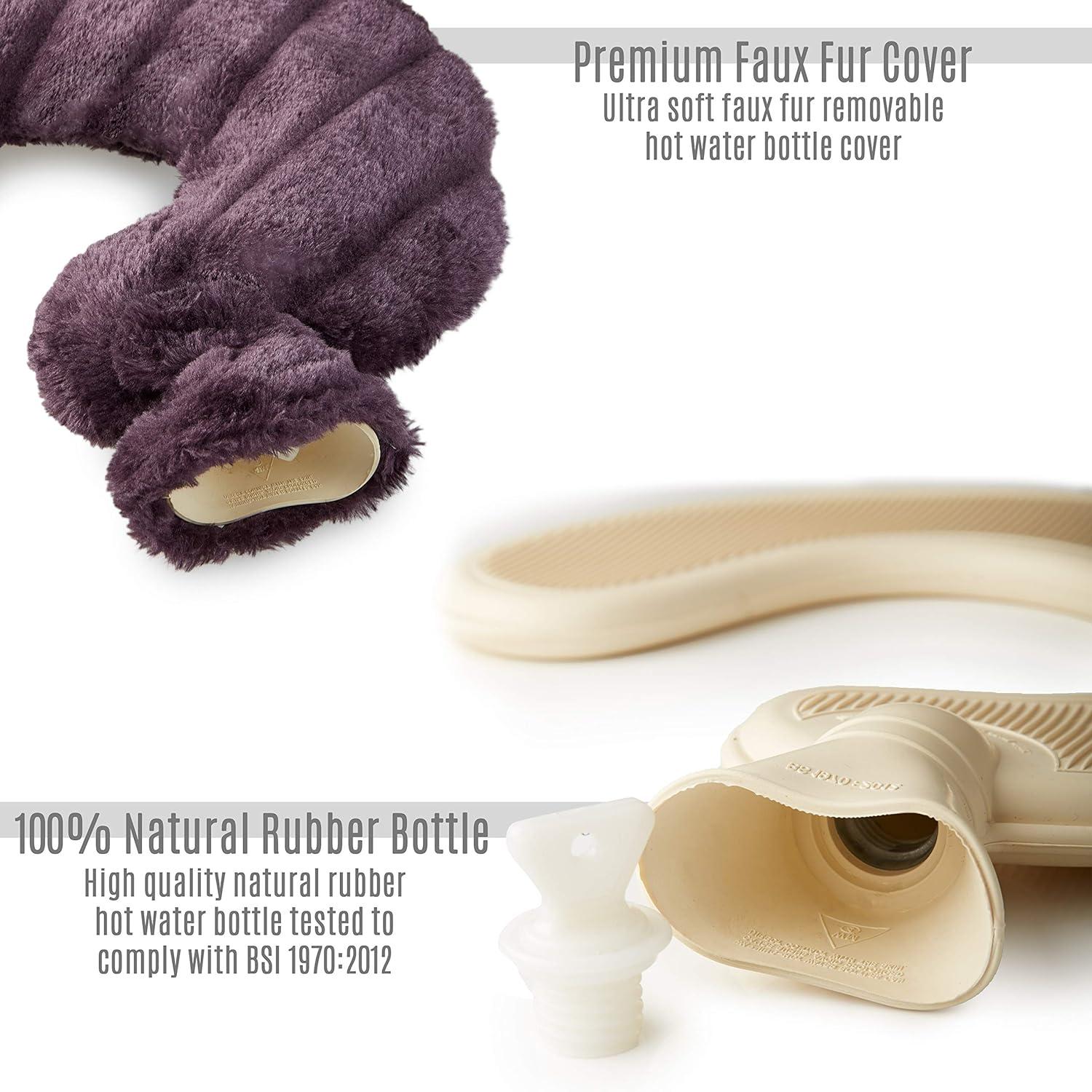 CityComfort Neck Hot Water Bottle With Removable Fleece Cover Purple Wrap Around Hot Water