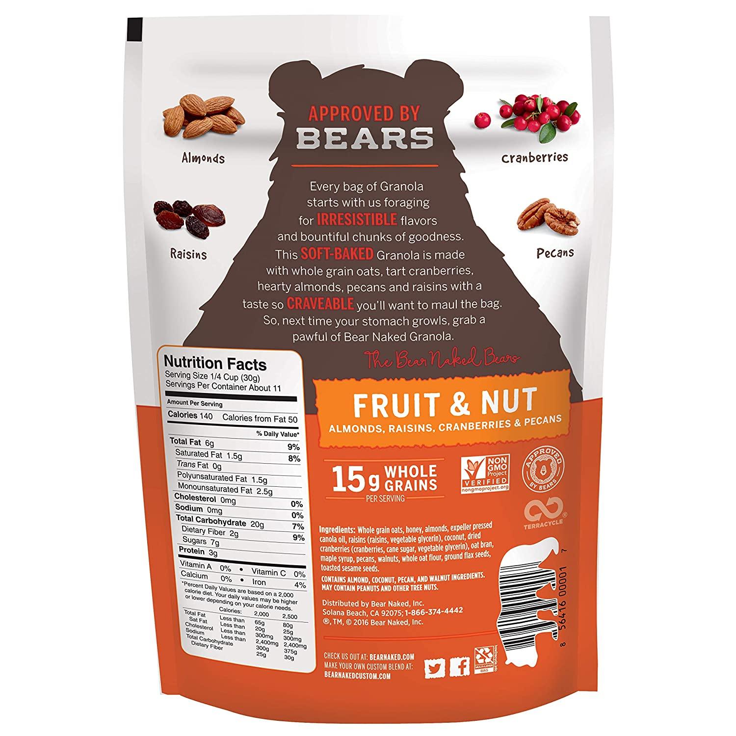 Bear Naked Granola Fruit And Nut 12oz Pack Of 3 Vegetarian Breakfast Cereal Whole Grain Snack