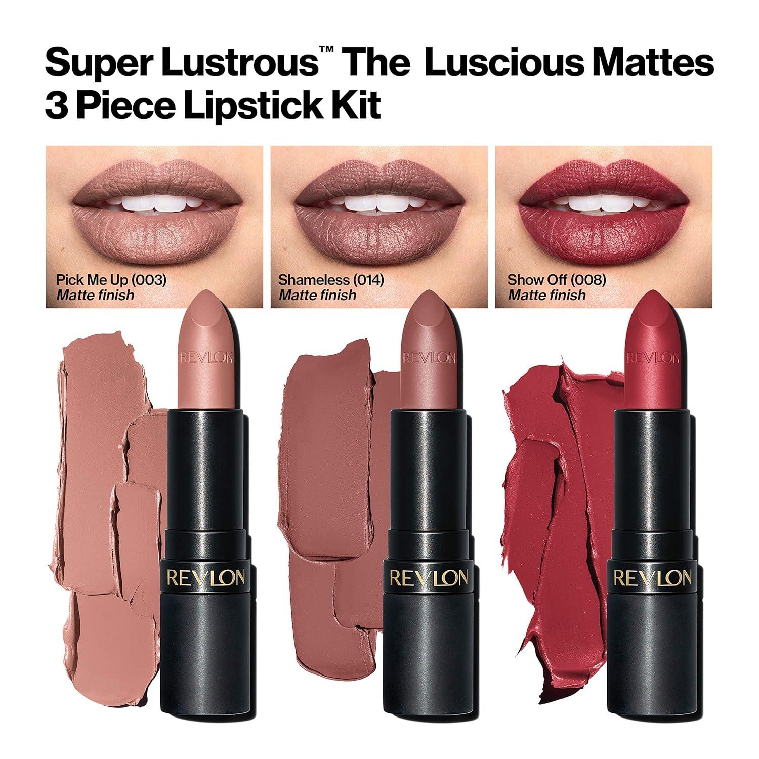 Revlon Super Lustrous Lipstick Set Piece Gift Set With High Impact Matte Finish In Nude Plum