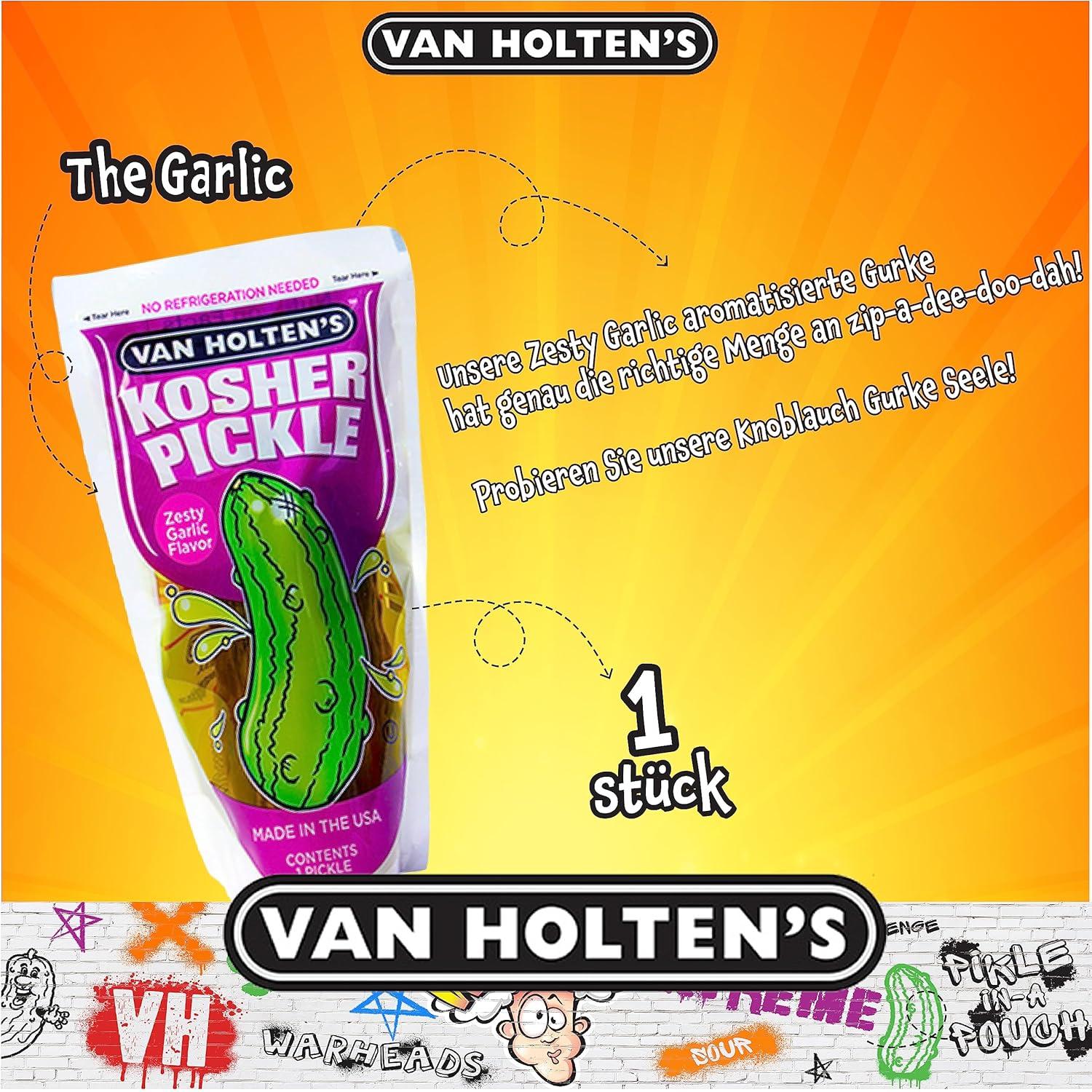 Van Holten Sour Pickle Pouch Set Hot Dill Garlic Pickles Pack Of International