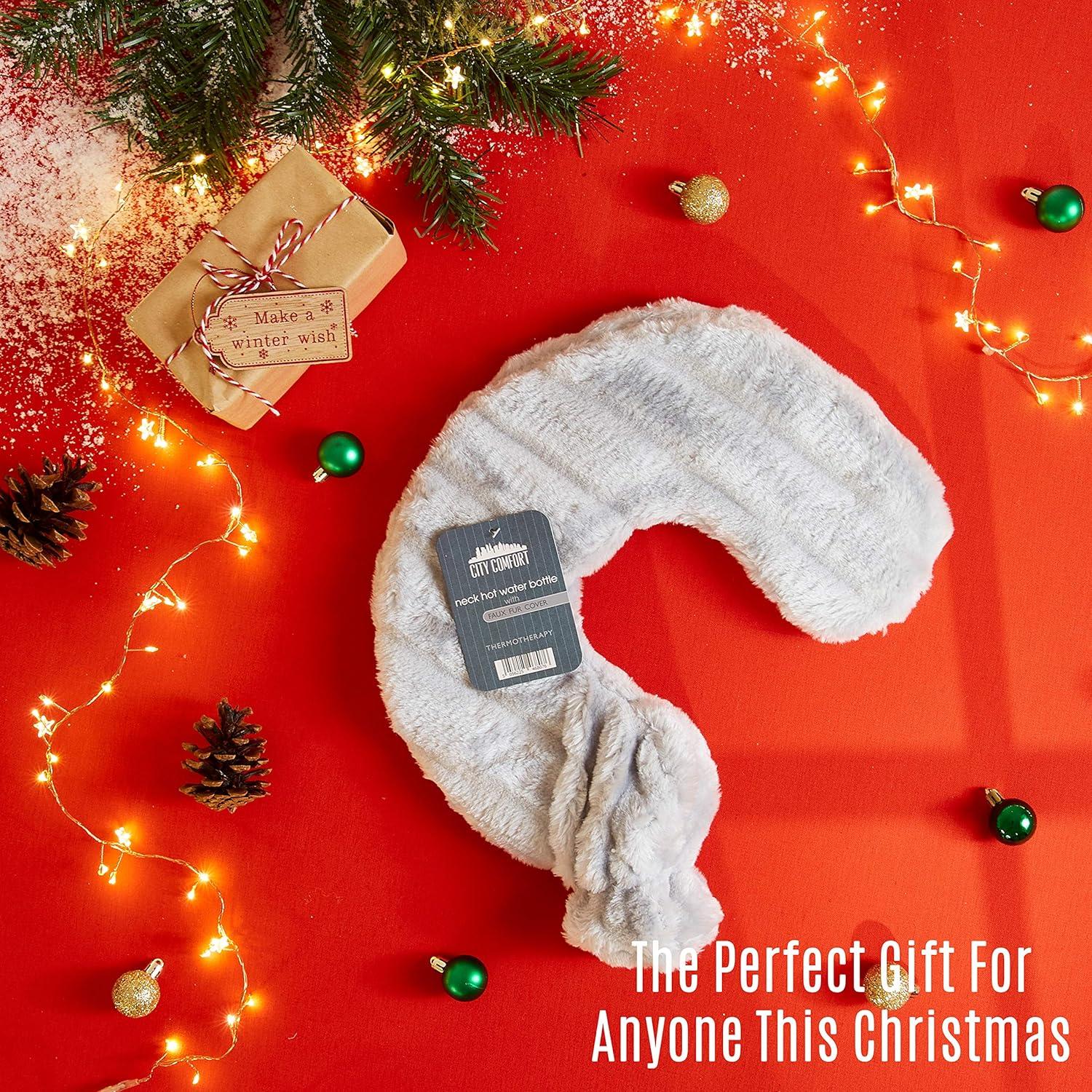 CityComfort Neck Hot Water Bottle With Removable Fleece Cover Wrap Around Hot Water Bottle For