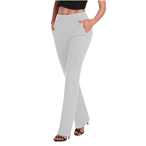 BFAFEN Flare Pants for Women Solid Color Casual Elastic Waist