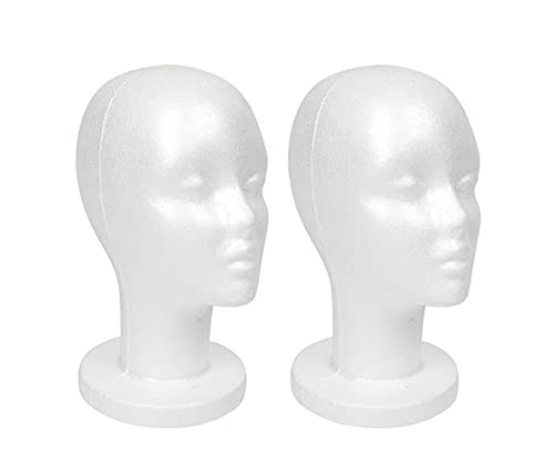 Studio Limited White Foam Mannequin Head Display, Styrofoam Wig Head (2  pack)