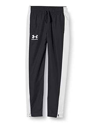 Under Armour Boys' Sportstyle Woven Pants (002) Black / White / White Small