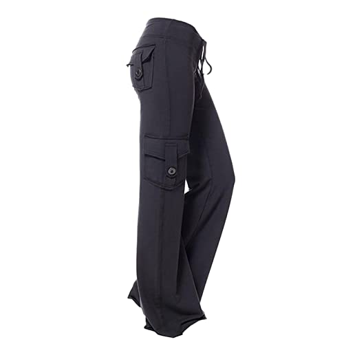 Parachute Pants for Women Drawstring Baggy Cargo Pants Y2K Vintage Trouser  Low Rised Hip Hop Jogger Sweatpants Large 05-black