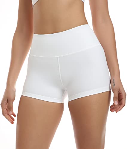 CHRLEISURE Workout Booty Spandex Shorts for Women High Waist Soft Yoga  Shorts 1 Pack - White Small