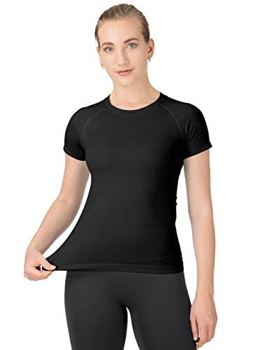 MathCat Workout Shirts for Women,Workout Tops for Women Short Sleeve,Yoga T  Shirts for Women,Breathable Athletic Gym Shirts Small Black