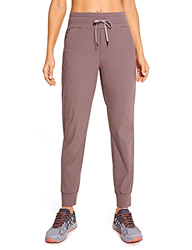 CRZ YOGA Athletic High Waisted Joggers for Women 27.5 - Lightweight Workout  Travel Casual Outdoor Hiking Pants with Pockets Large Mauve