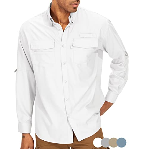 clothin Men's Long Sleeve Fishing Vented Shirt - Quick-Dry Roll-Up  Lightweight Cooling Outdoor