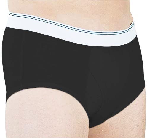 Incontinence Underwear for Men Carer 3-Pack Men's Urinary Incontinence Briefs  Washable Reusable Underwear, Leak Protection,Comfort, Built in Cotton Pad,  Incontinence Underwear Black-3pcs 2X-Large