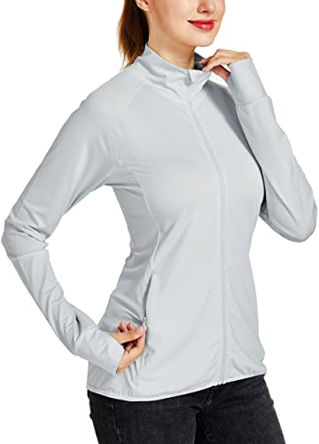 Willit Women's Long Sleeve Shirts UPF 50+ Sun Protection Jacket SPF Shirts  Running Hiking Athletic UV Jacket Lightweight Gray Small