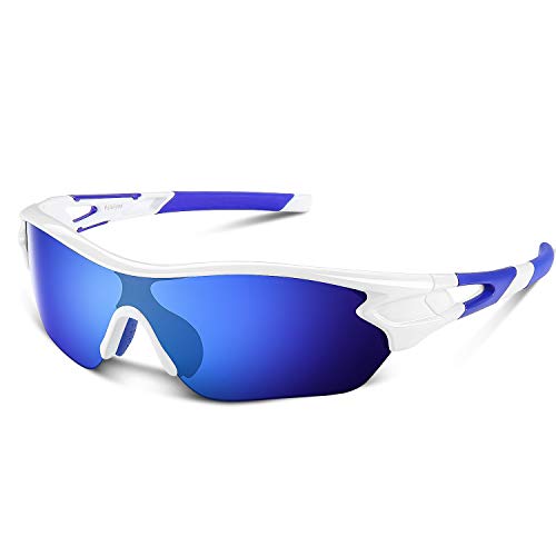 Bea CooL Polarized Sports Sunglasses for Men Women Youth Baseball Cycling  Running Driving Fishing Golf Motorcycle TAC Glasses White Blue