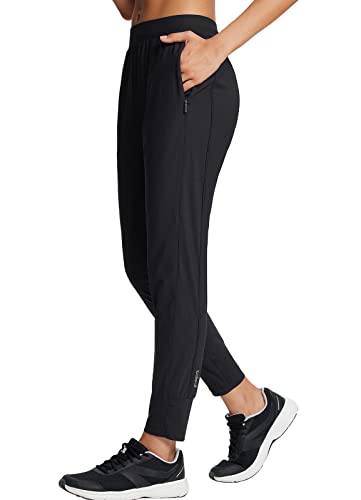 BALEAF Women's Joggers Pants Athletic Running Pants Tapered Quick Dry  Jogger with Pockets Black Small