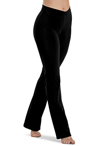 Balera Womens V-Waist Bootcut Jazz Pants for Dance Girls Mid-Rise Waistband  X-Large Black