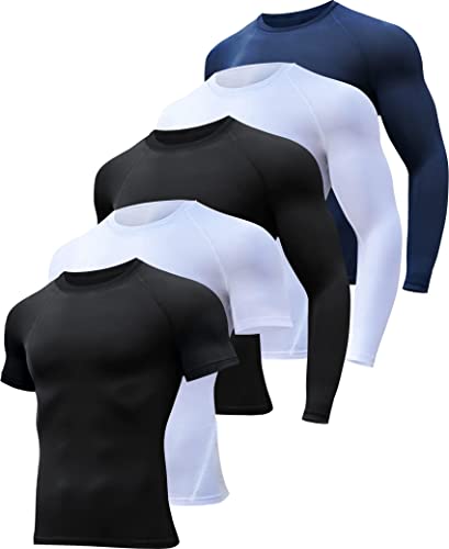 5 or 4 Pack Compression Shirts for Men Long Sleeve Athletic Cold Weather  Base Layer Undershirt Gear T Shirt for Workout