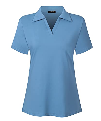 Vidusou Women's Short Sleeve Golf Polo Shirts Tennis Shirts Sport T-Shirts  Workout Tops X-Large