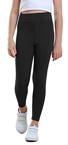 MERIABNY Girls Active Workout Leggings High Waisted Dance Yoga Pants for  6-13 Years Black 8