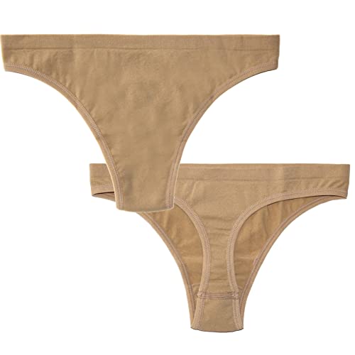 DANCEYOU Nude Briefs Seamless Thongs No Show Dance Gymnastics Underwear 2 Packs  Panties Under Leotards for Kids and Women SC/MC