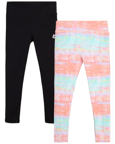 RBX Girls' Active Leggings - 2 Pack Performance Stretch Cotton Yoga Pants  (Size: 4-16) White Multi 7-8