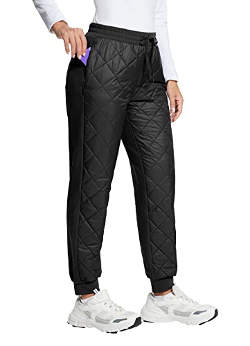 BALEAF Women's Lightweight Puffy Pants Quilted Snow Pants Puffer Winter  Trousers for Ski Camp Black X-Large