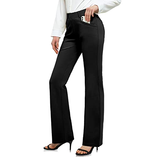 Aleture Black Women Pants for Work Dressy Stretch Office Pants Business  Casual Non-Pilling 27” at  Women's Clothing store