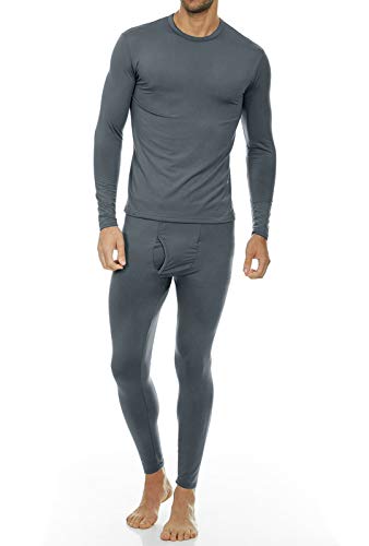 Thermajohn Long Johns Thermal Underwear for Men Fleece Lined Base Layer Set  for Cold Weather Large Charcoal