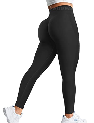 YEOREO Amplify Women's Seamless Scrunch Legging Workout Leggings for Women  Butt Lift Tights Gym High Waist Yoga Pant #0 Black Marl Small