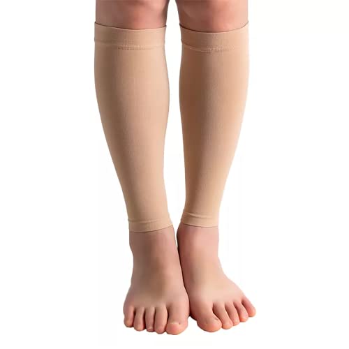 Bounfend Calf Compression Sleeves Socks for Men & Women (20-30mmHg) Leg  Plus Size, Medical Grade for Varicose Veins, Swelling, Shin Splint , Edema,  Nurses & Maternity, Running Beige Large