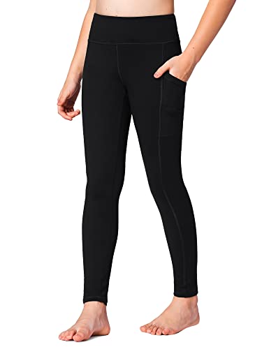 Stelle Girls' Athletic Leggings Kids Dance Running Yoga Pants Workout Active  Dance Tights with Pockets 8-10 Years Black (2 Side Pocket)