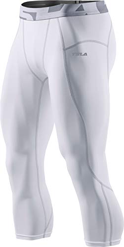 TSLA Men's 3/4 Compression Pants, Running Workout Tights, Cool Dry Capri  Athletic Leggings, Yoga Gym