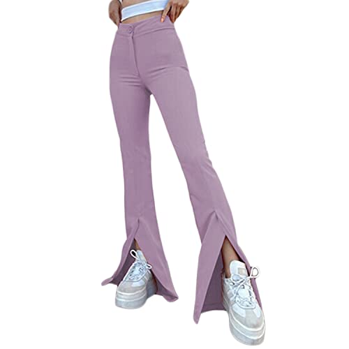 Yogalicious Size S High Rise Flare Leg Full Length Yoga Pants Purple