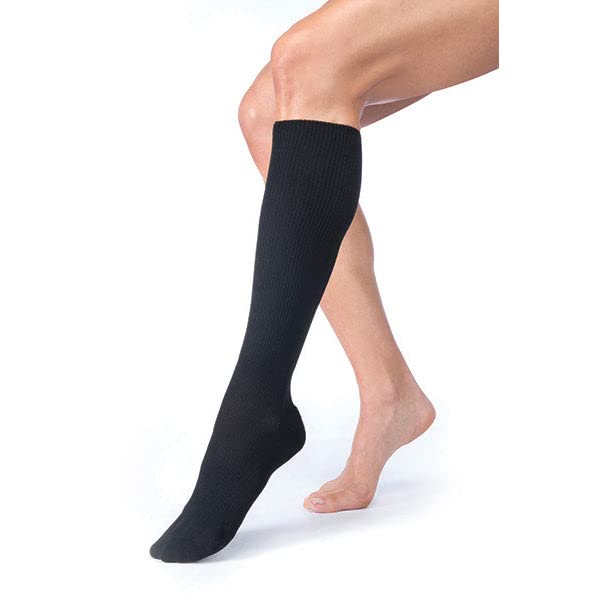 JOBST FarrowHybrid ADIW 20-30 mmHg Knee High Wide Foot Compression Liner  Black / Large / Closed Toe Large Black