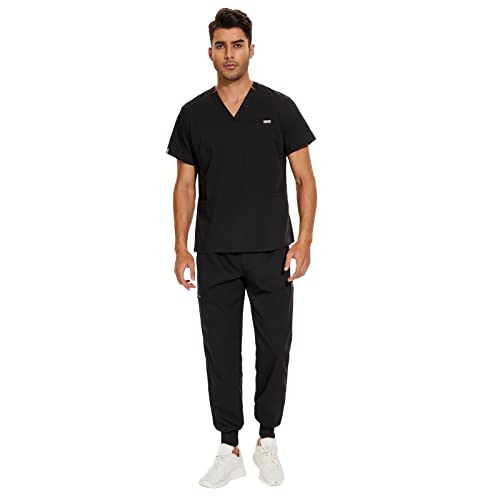 VIAOLI Scrubs for Men Set V-Neck Scrub Top & Jogger Pant 8 Pocket Cargo ...