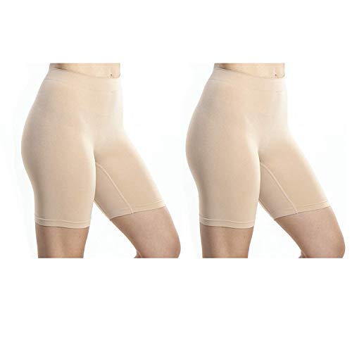Emprella Slip Shorts for Under Dresses, Women Spandex Biker Bike Anti  Chafing Shorts Large-X-Large Nude 2-pack
