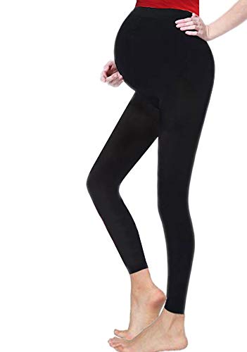 YAHOMI Womens Ladies Maternity Over Bump Stretchy Adjustable Full Ankle  Length Soft Cotton Leggings Size 8 to 20 14 Black